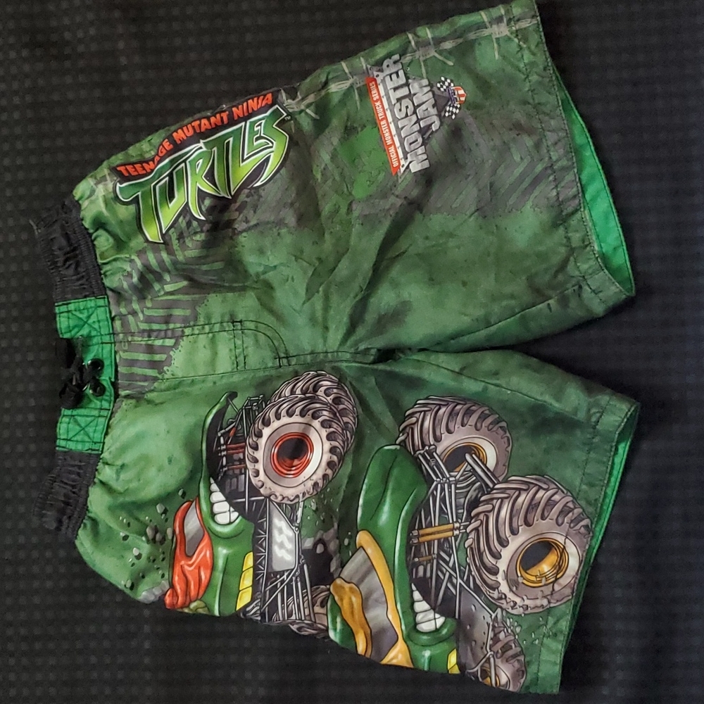 Monster Jam, Teenage Mutant Ninja Turtles, swimsuit, trunks, size 6/7